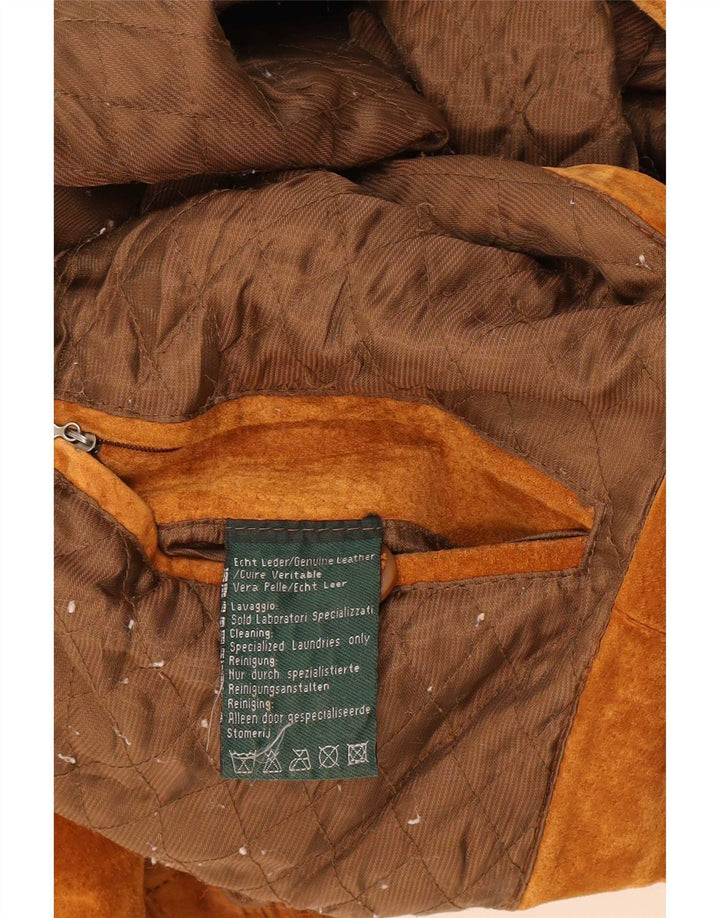 Giubbotto bomber in pelle scamosciata da uomo Kingfield UK 40 grande in pelle marrone