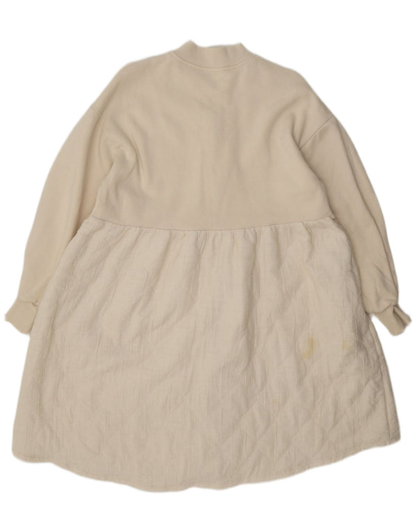 Abito Zara da donna con zip intera UK 14 cotone bianco sporco medio