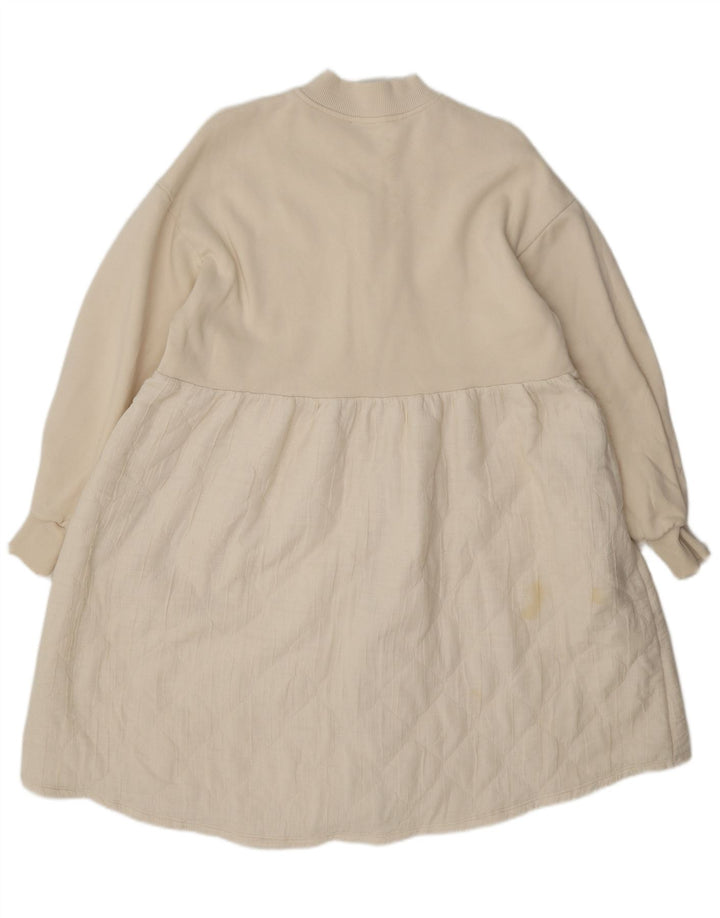 Abito Zara da donna con zip intera UK 14 cotone bianco sporco medio