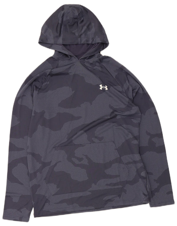 Under Armour Mens Hooded Top Long Sleeve Medium Navy Blue Camouflage