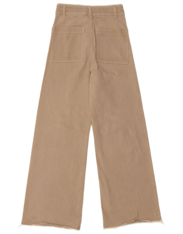 ZARA Jeans da donna a gamba larga a vita alta The Marine EU 34 2XS W24 L29 Beige