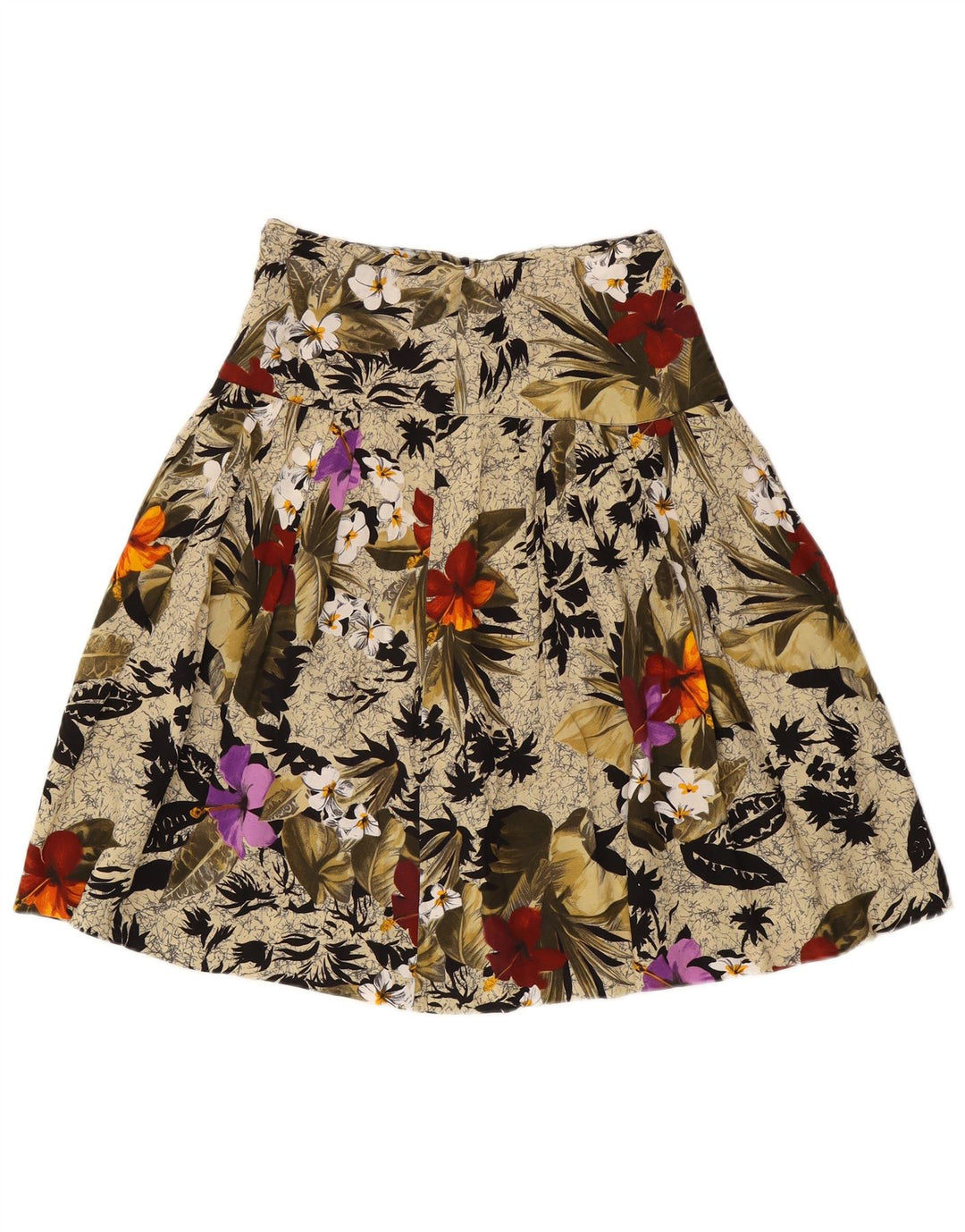 Gonna a trapezio da donna vintage W26 piccola floreale beige