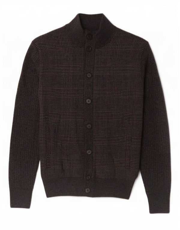 Maglione cardigan da uomo Hackett XS in lana pied de poule grigia