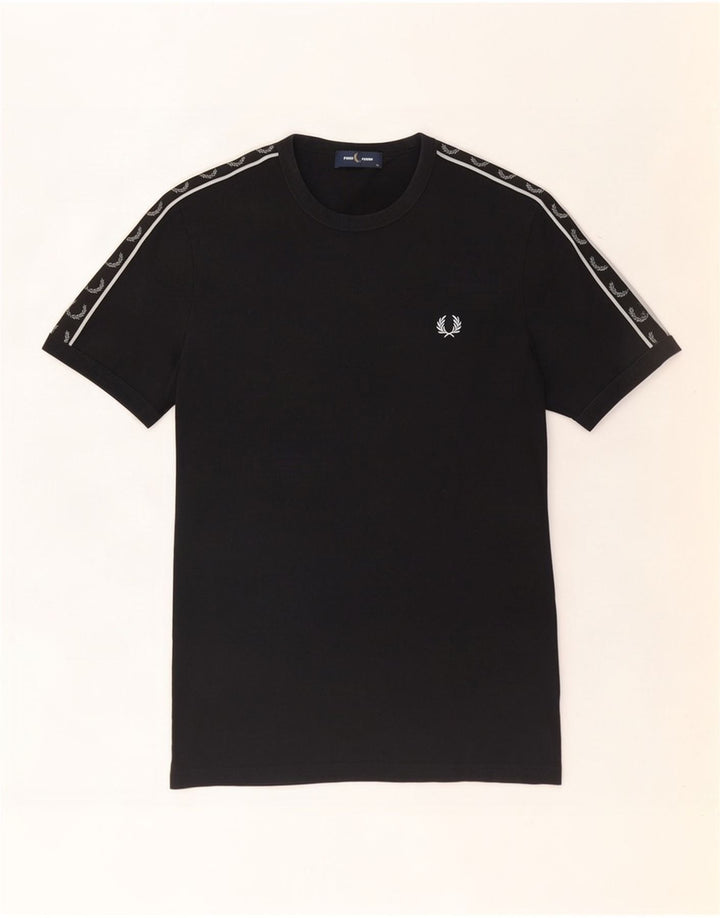 T-shirt grafica da uomo Fred Perry Top in cotone nero medio