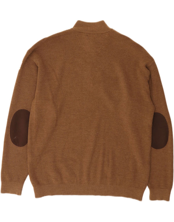 Amerigo Vespucci Mens Zip Neck Jumper Sweater XL Brown