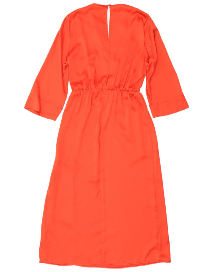 Vestito lungo ZARA da donna con maniche a 3/4 UK 16 Large Arancione Poliestere
