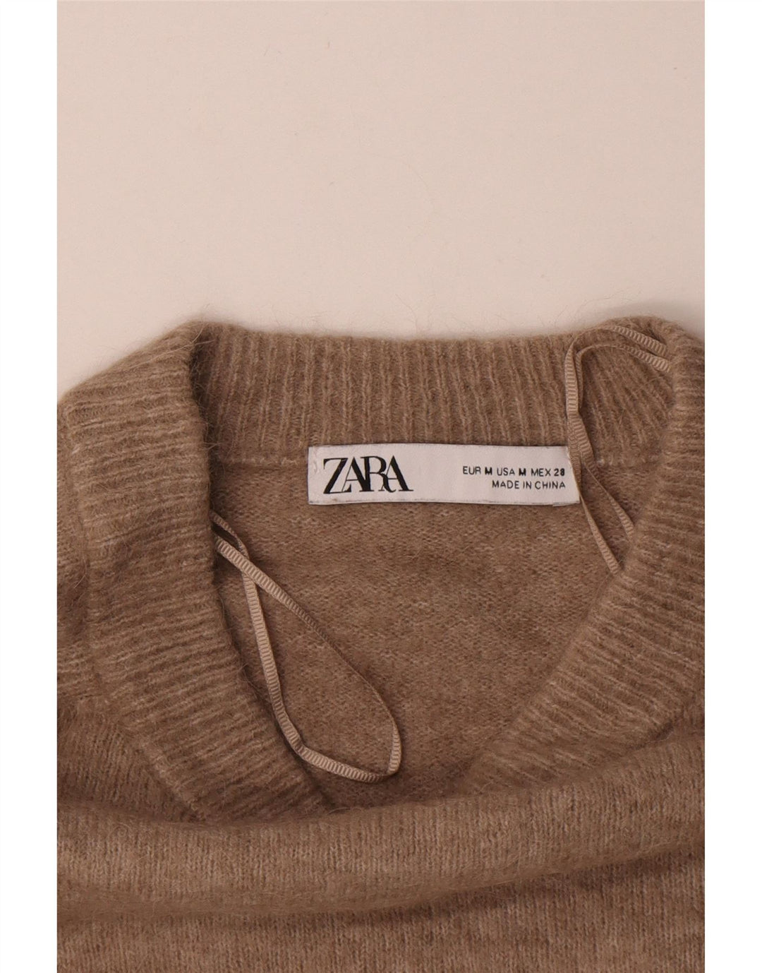 Maglione Zara da donna con scollo a barca UK 14 Poliammide beige medio