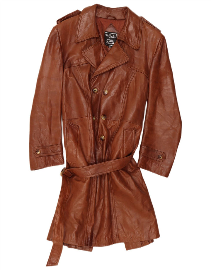 Cappotto militare doppiopetto vintage da uomo UK 36 piccolo marrone