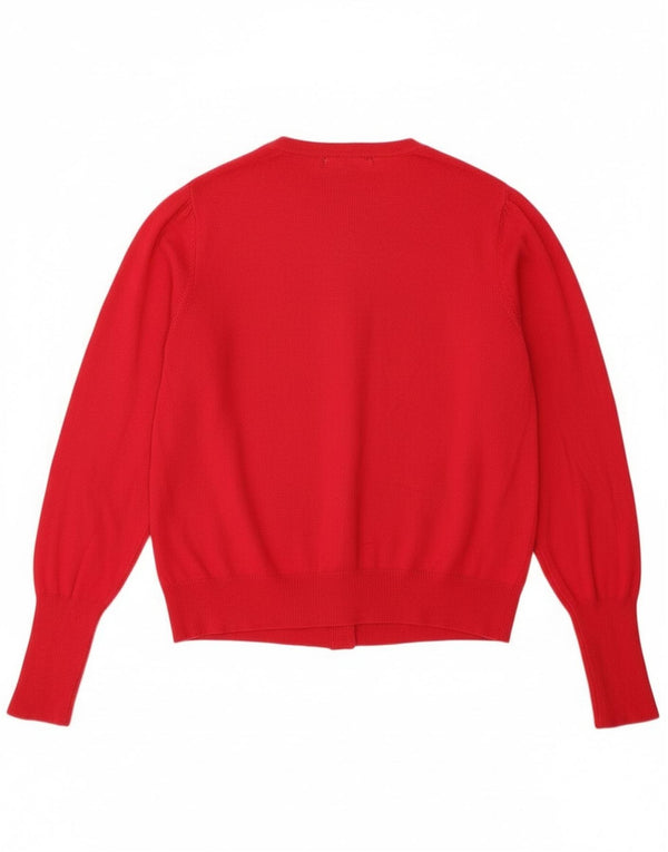 Maglione cardigan corto da donna Marks & Spencer UK 16 grande viscosa rossa