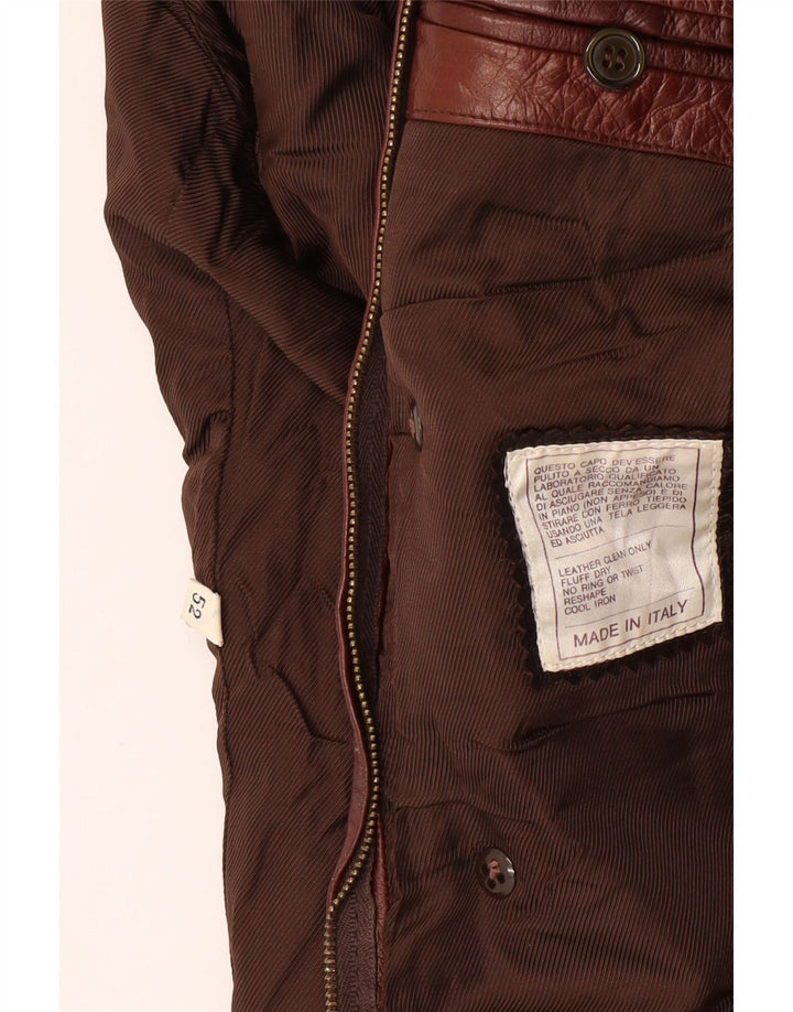 Cappotto in pelle da donna VINTAGE IT 52 2XL Pelle marrone