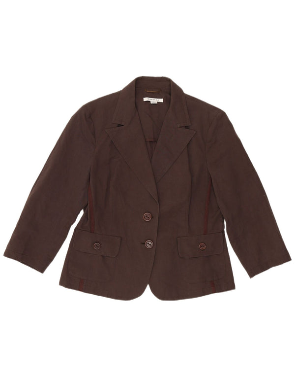 Giacca blazer da donna a 2 bottoni Marella UK 16 grande cotone marrone
