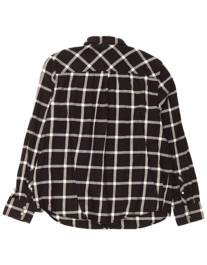 J. CREW Camicia in flanella da donna UK 16 Grande cotone a quadri neri