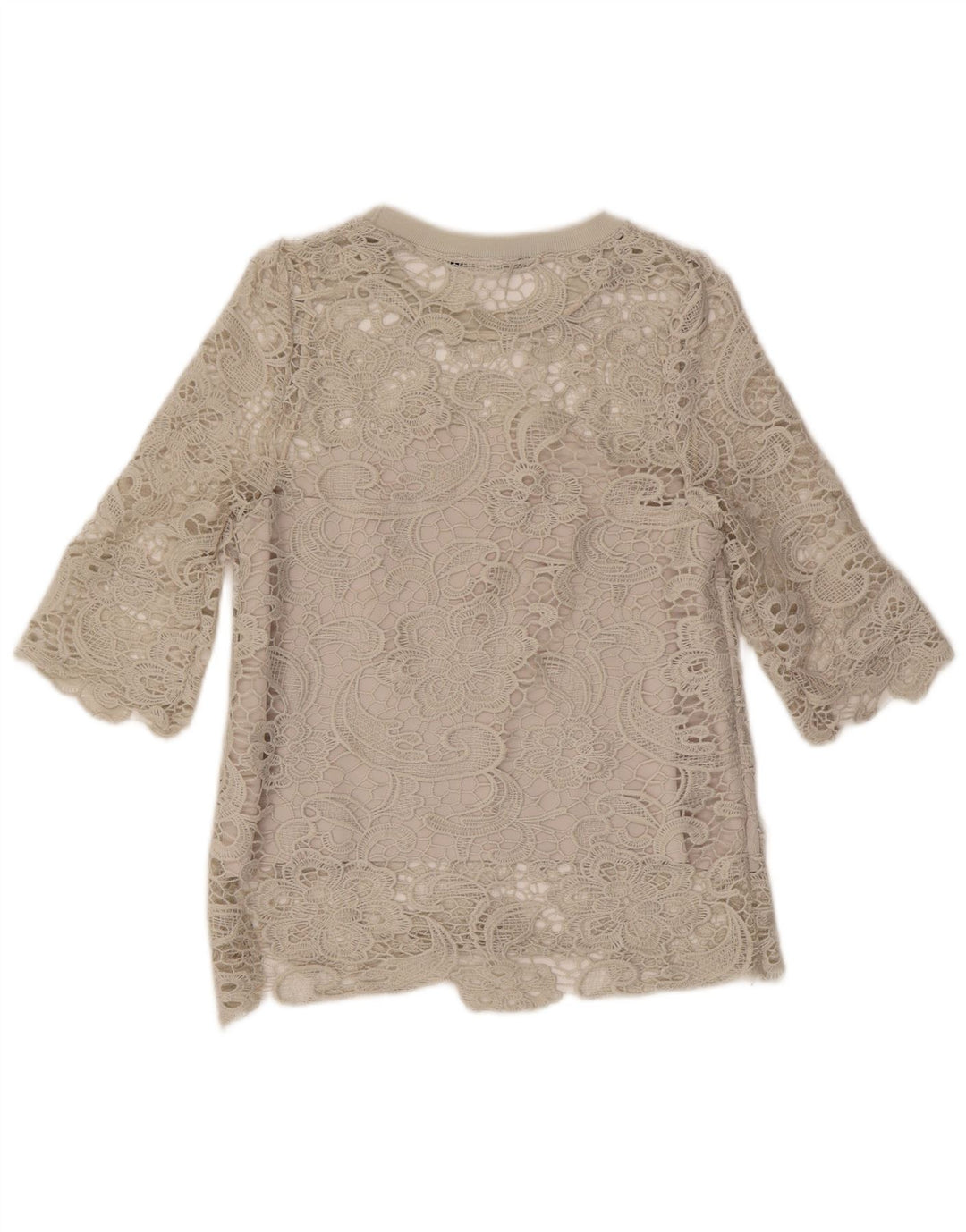 Top Blusa Donna Zara UK 10 Piccolo Grigio Floreale