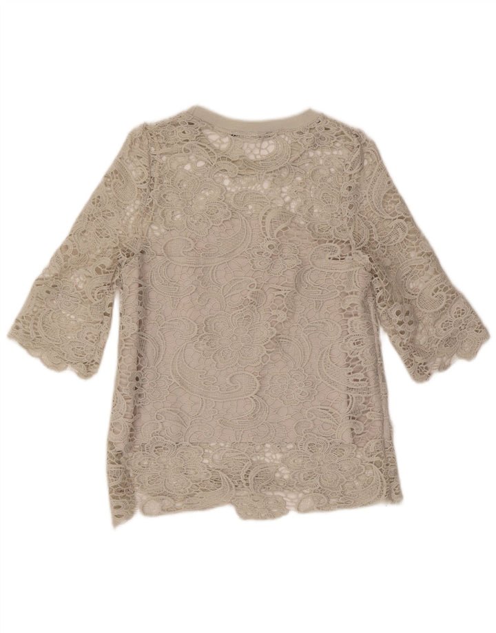 Top Blusa Donna Zara UK 10 Piccolo Grigio Floreale