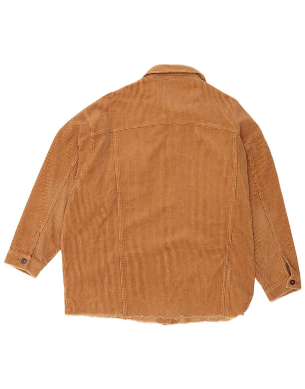 Giacca da donna oversize in velluto a coste Zara UK 16 grande in cotone beige