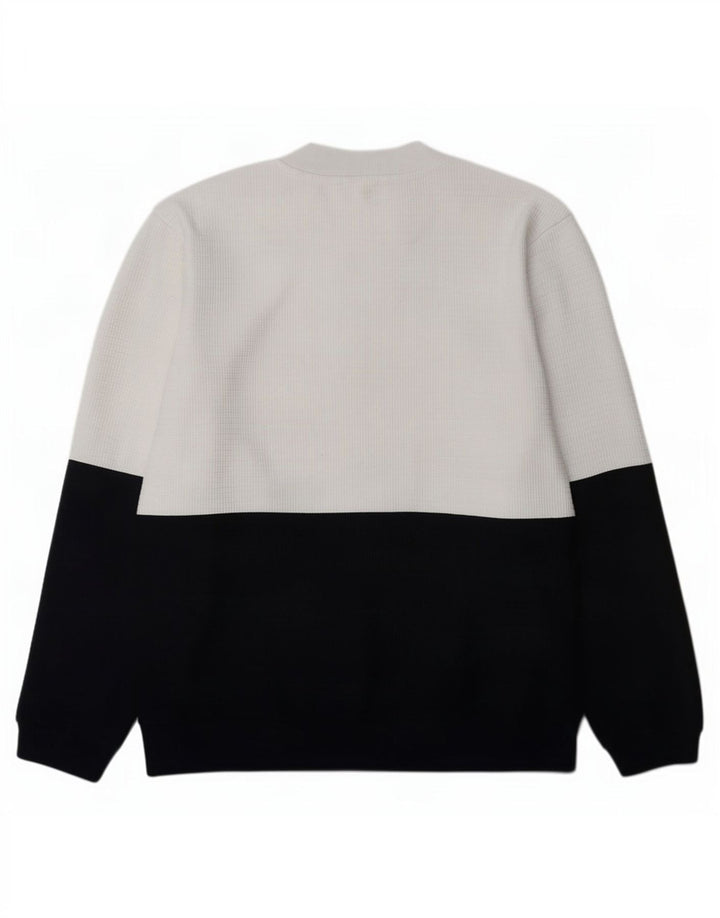 Felpa Zara da uomo maglione XL poliestere color block bianco