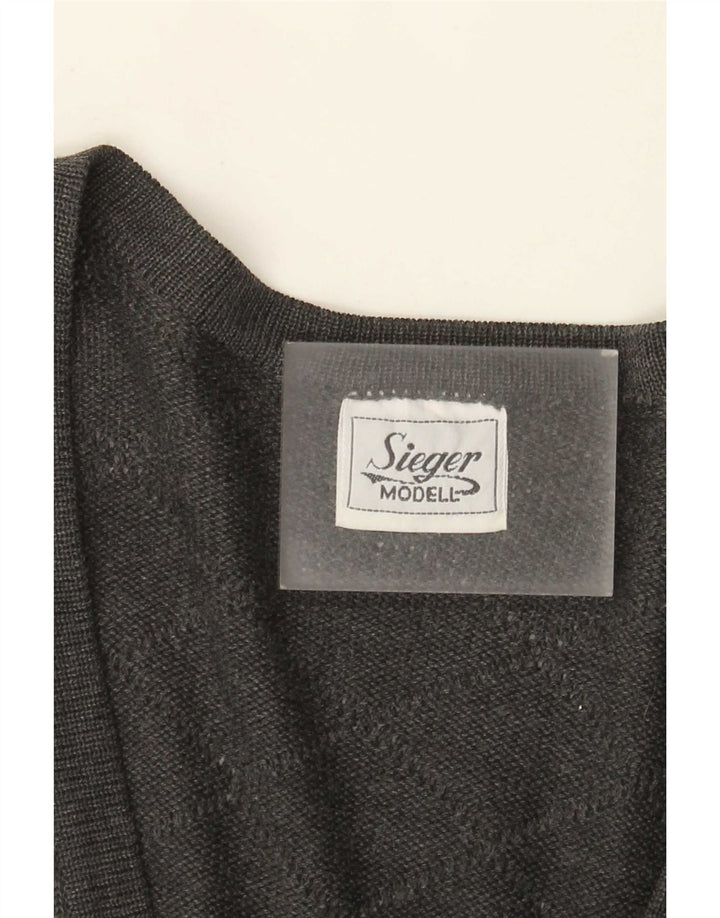 Maglione cardigan da donna vintage EU 46 XL grigio a quadri in poliacrilico