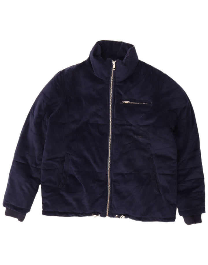 Giacca imbottita oversize in velluto da donna Marks & Spencer UK 10 Small Blu Navy