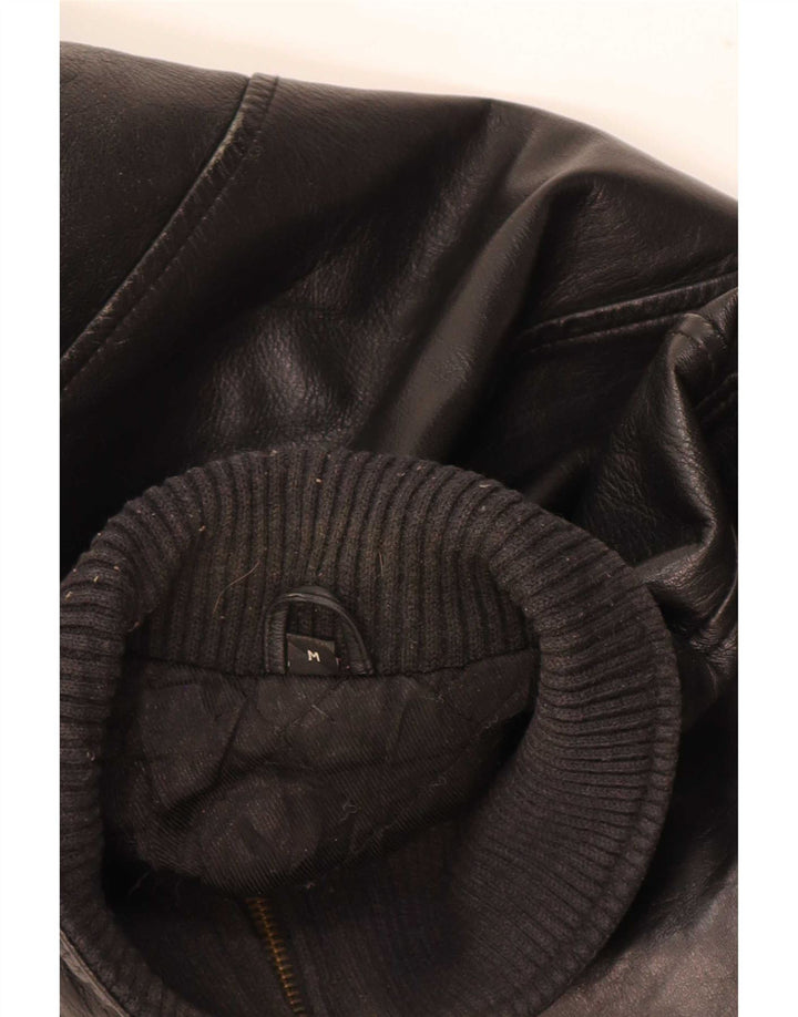Giacca in pelle vintage da uomo UK 38 media nera