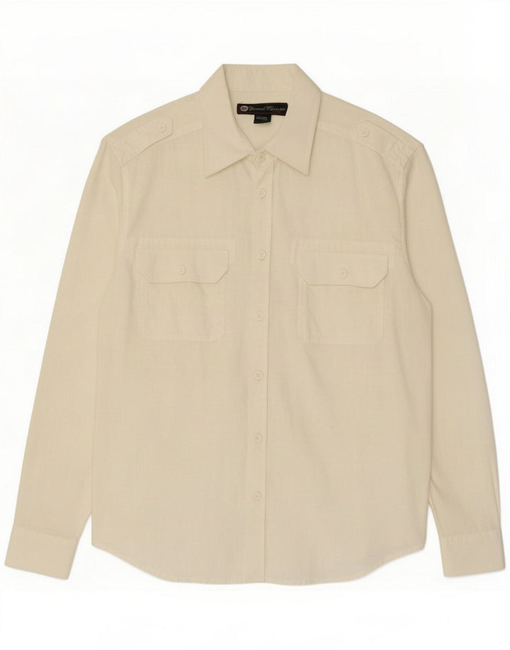 Coronel Tapiocca Camicia militare da uomo grande in lino bianco sporco
