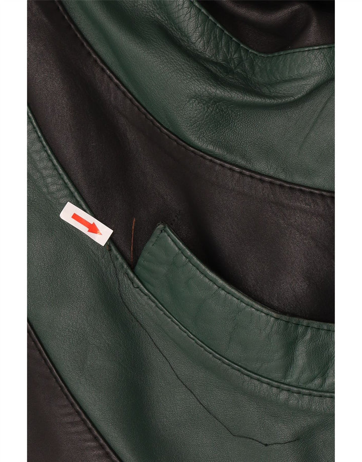 Giacca in pelle vintage da donna vestibilità ampia EU 46 XL in pelle color block nera