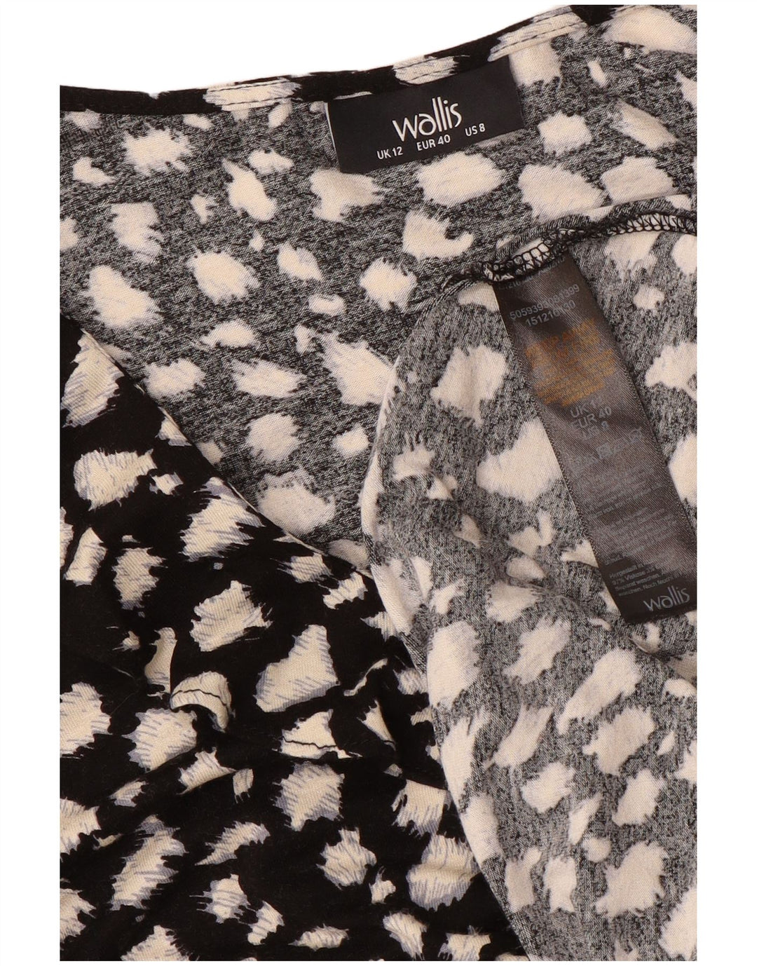 WALLIS Womens Abstract Pattern A-Line Dress UK 12 Medium  Black
