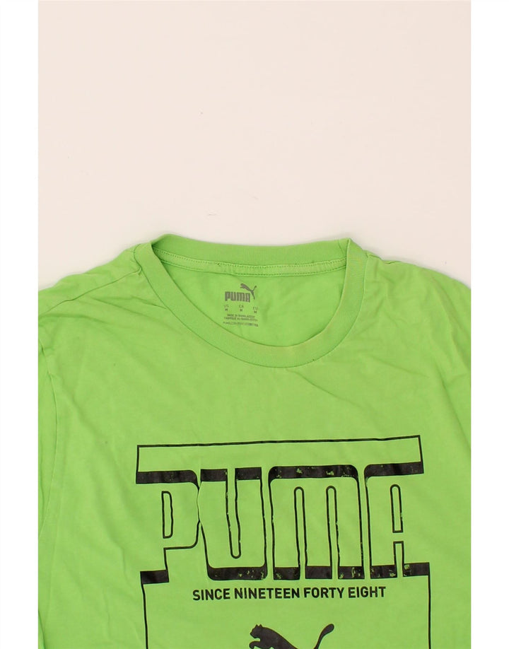 PUMA Mens Graphic T-Shirt Top Medium Green Cotton Vintage Puma and Second-Hand Puma from Messina Hembry 