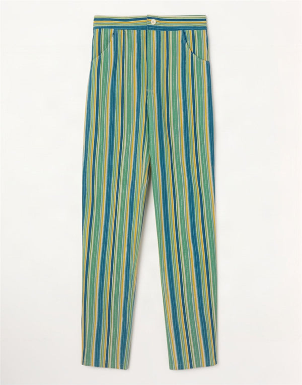 Pantaloni casual dritti da donna vintage W26 L29 a righe verdi