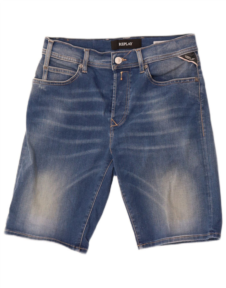 Pantaloncini di jeans da uomo Replay W28 piccoli in cotone blu