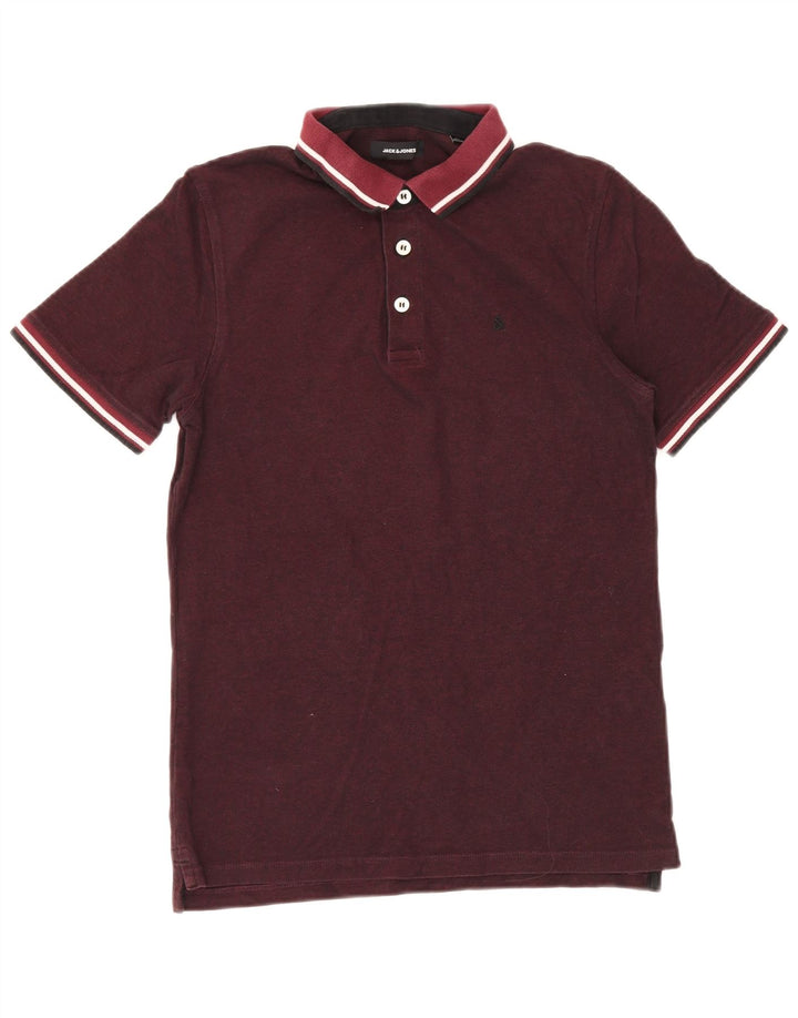 JACK & JONES Polo da uomo in cotone bordeaux medio