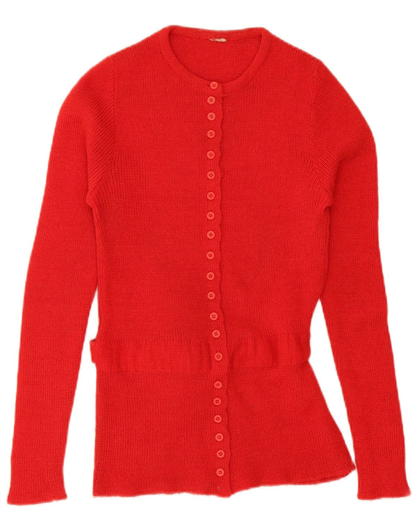 Maglione cardigan da donna vintage UK 12 rosso medio