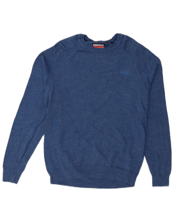 Maglione da uomo con scollo a barca SUPERDRY in cotone blu medio