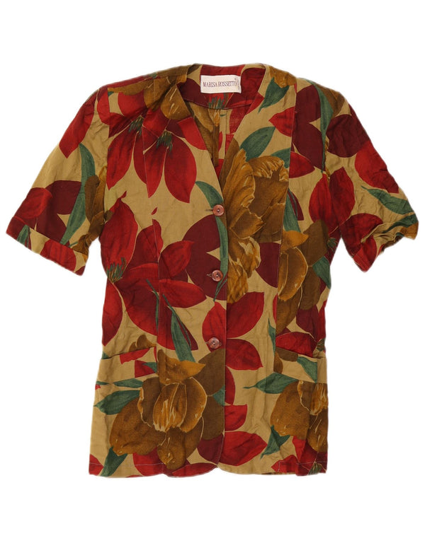 Giacca blazer vintage da donna a maniche corte UK 12 Tropico medio multicolore