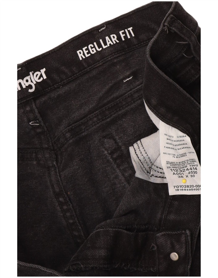 Jeans dritti da uomo Wrangler vestibilità regolare W38 L30 cotone nero
