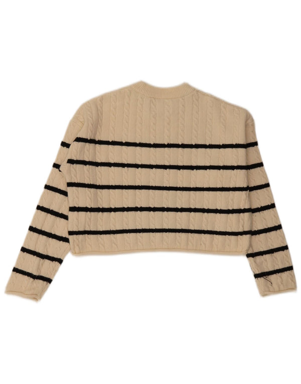 Maglione corto girocollo per ragazze Zara 11-12 anni a righe bianco sporco