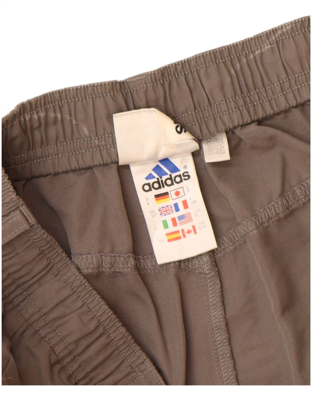Pantaloni capri cargo dritti da uomo ADIDAS grandi W34 L20 cotone grigio