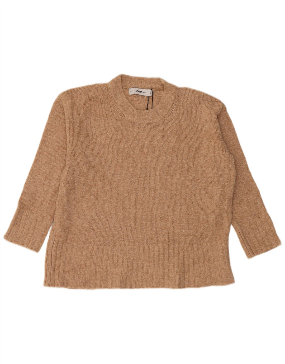 Maglione girocollo oversize da donna Zara UK 10 piccolo acrilico beige