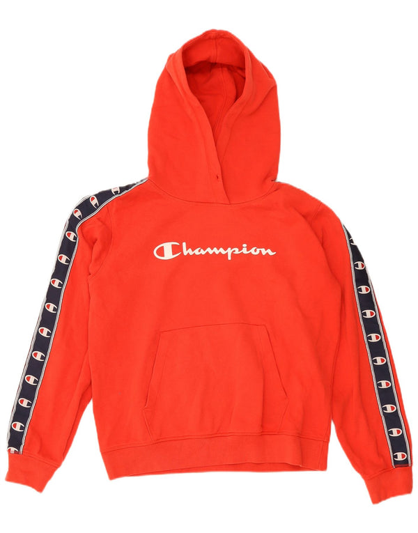 Felpa con cappuccio grafica da donna Champion UK 14 blocco colore rosso medio