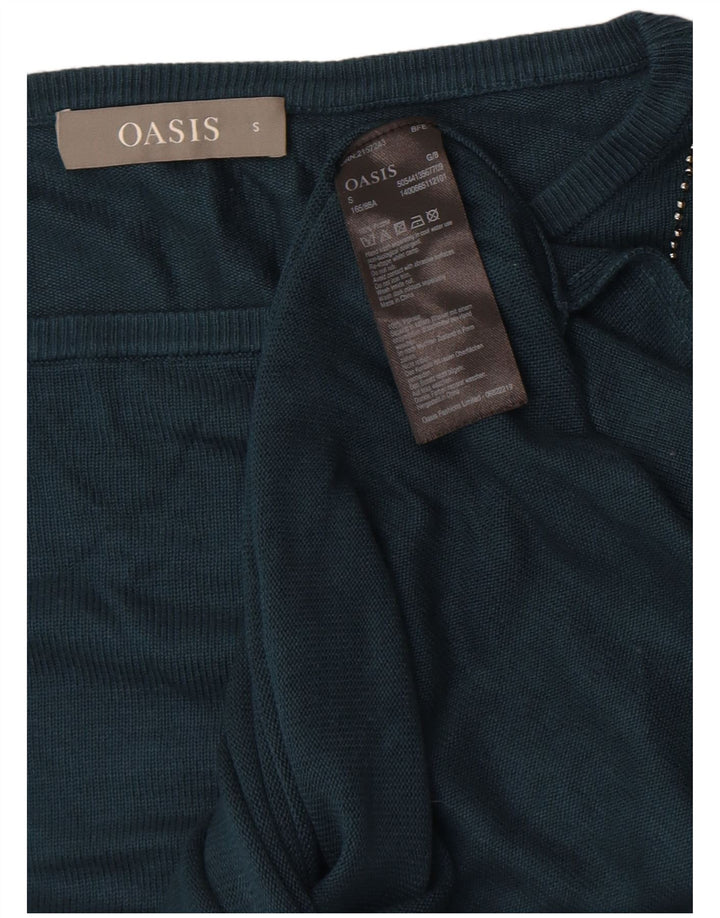 Oasis Maglione da donna oversize con scollo a barca UK 10 Piccolo in viscosa blu