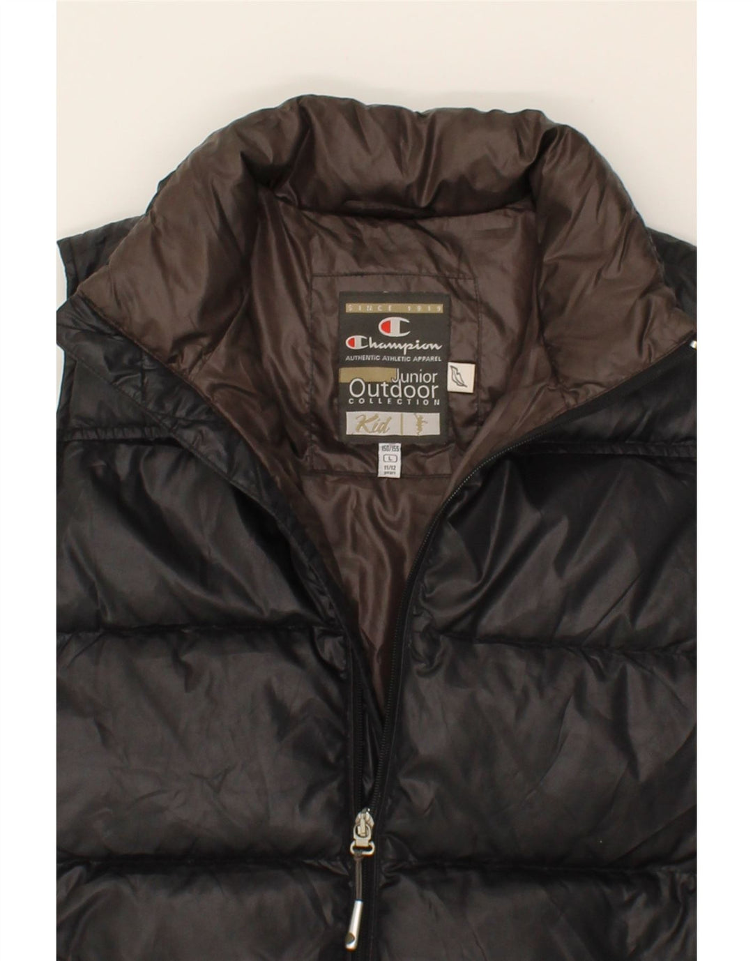 CHAMPION Girls Padded Gilet 11-12 Years Large  Black Polyester Vintage Champion and Second-Hand Champion from Messina Hembry 