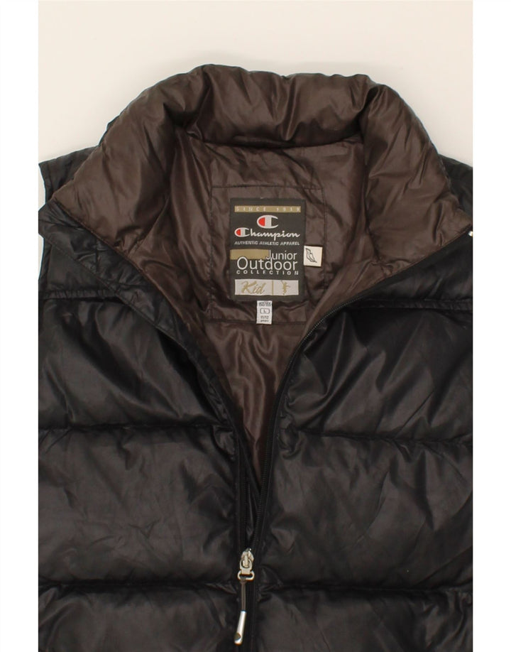 CHAMPION Girls Padded Gilet 11-12 Years Large  Black Polyester Vintage Champion and Second-Hand Champion from Messina Hembry 
