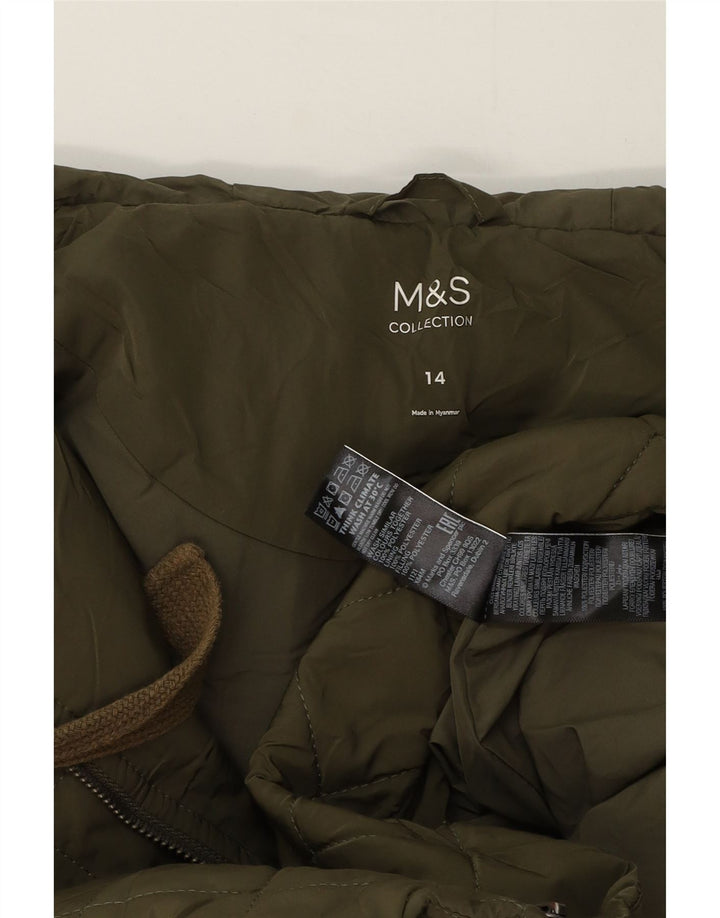 Cappotto trapuntato con cappuccio oversize da donna Marks & Spencer UK 14 grande verde