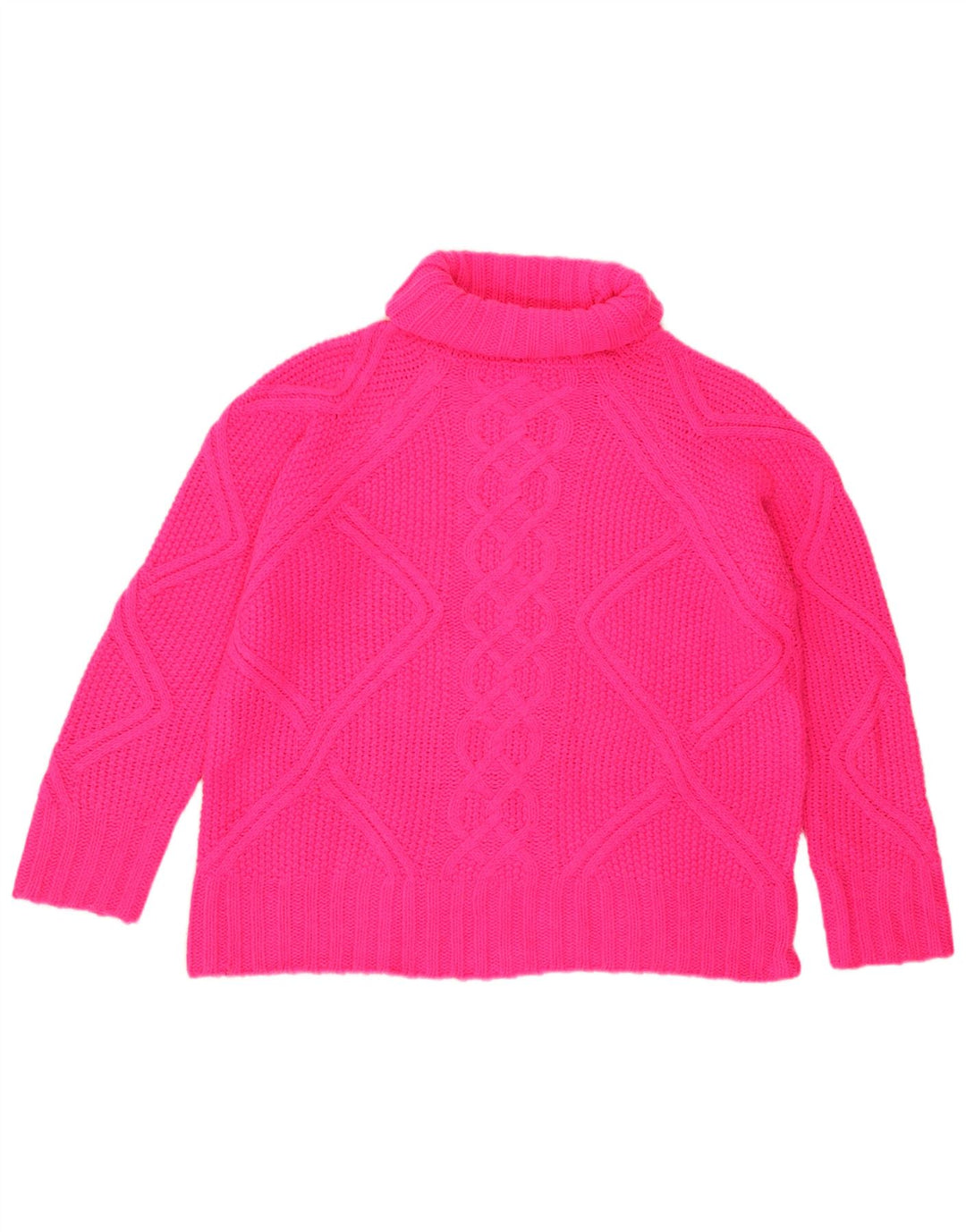 Maglione maglione oversize da donna con collo alto Oasis UK 10 piccolo acrilico rosa