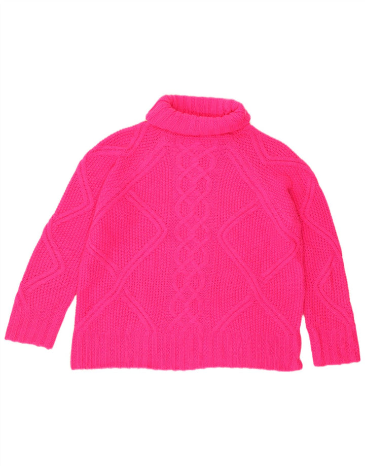 Maglione maglione oversize da donna con collo alto Oasis UK 10 piccolo acrilico rosa