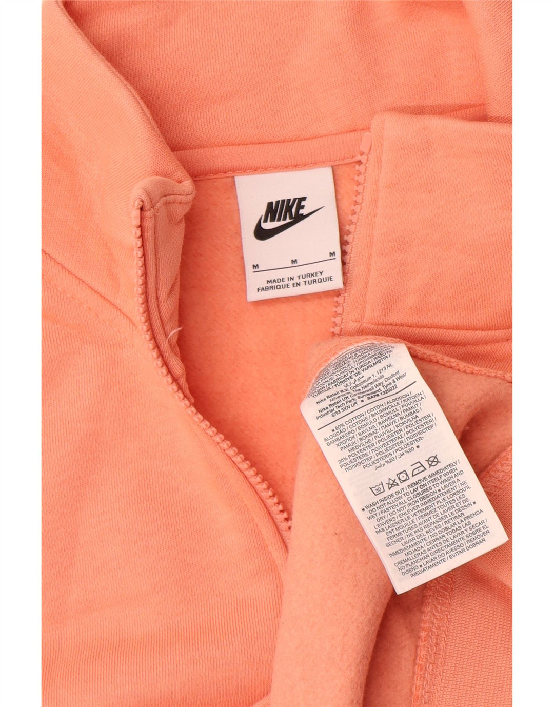 Felpa Nike da uomo con zip e collo, in cotone arancione medio