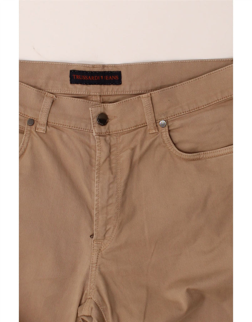 TRUSSARDI Mens Slim Casual Trousers W37 L37 Beige Vintage Trussardi and Second-Hand Trussardi from Messina Hembry 
