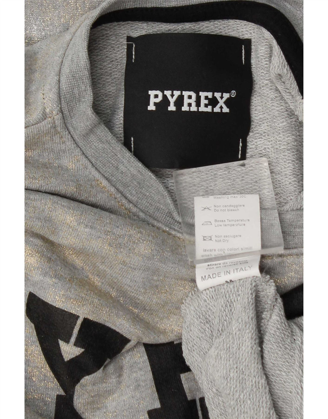 Pyrex Donna Crop Graphic Felpa Maglione UK 14 Medio Grigio Tie Dye