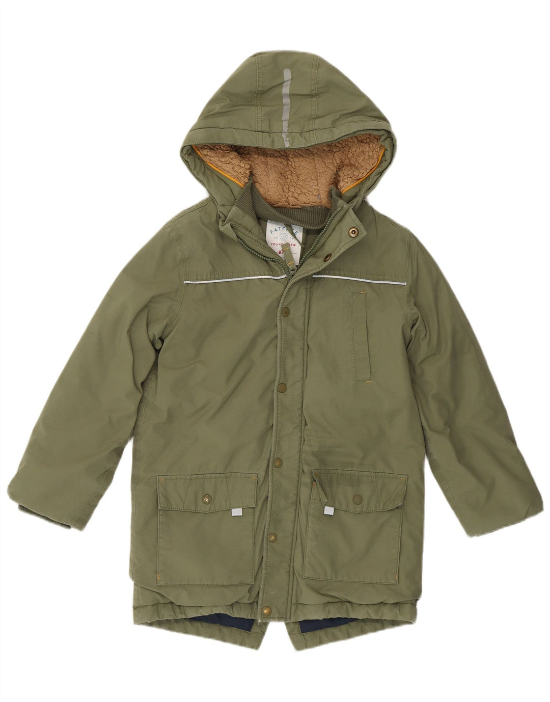Giacca parka con cappuccio da ragazzo Fat Face 8-9 anni in cotone kaki