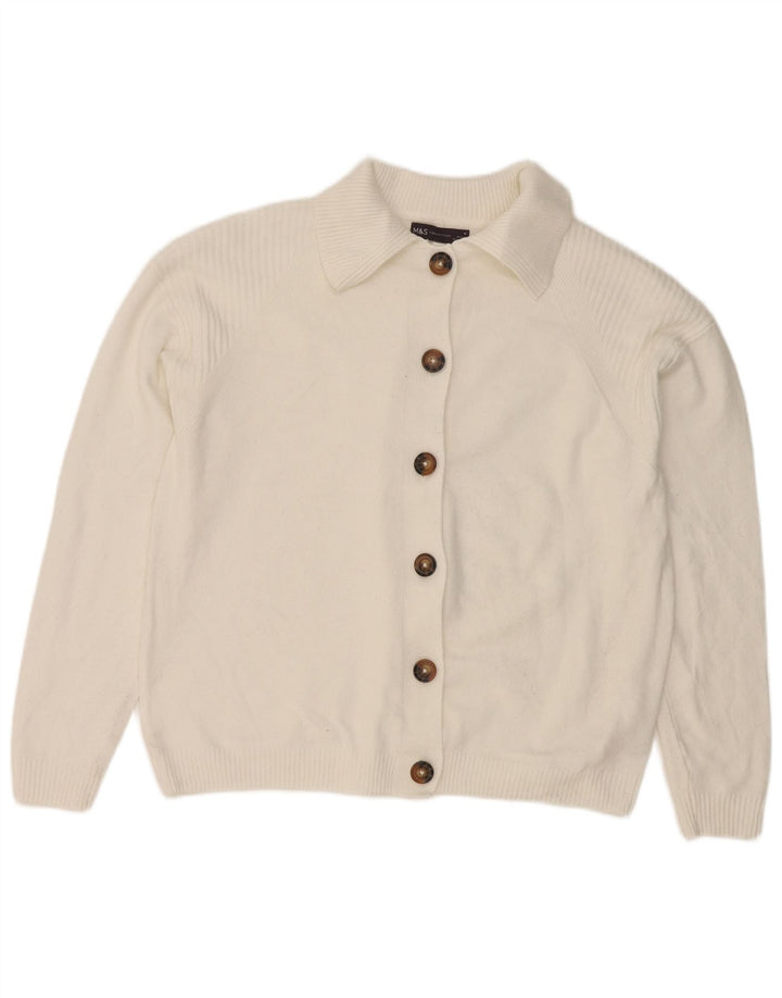 Maglione cardigan da donna Marks & Spencer UK 14 Poliestere bianco medio