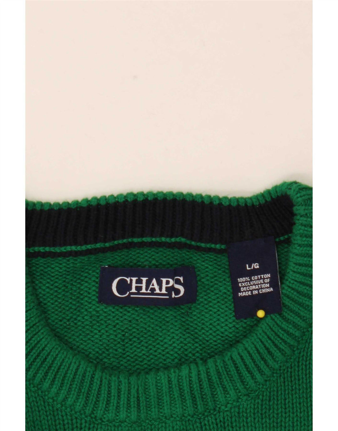 Chaps Uomo Maglione Girocollo Maglione Grande Cotone Verde